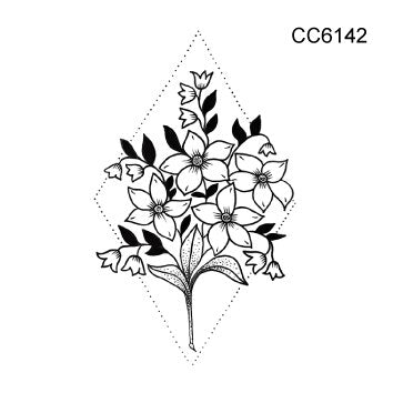 Rocooart Hot sale Black White Style Tattoo Sticker Tree Flower Leaf Temporary Tattoo Sticker Rose Body Art Tatouage Fake Tatoo