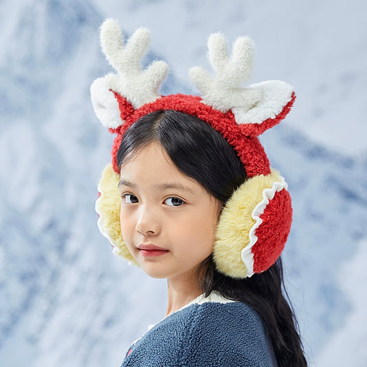 Fleece-Lined Thickened Christmas Elk Girl Warm-Keeping Earmuffs