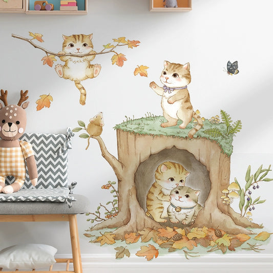 Cute Cartoon Animal Cat Wall Sticker Children's Room Bedroom Baseboard Kindergarten Classroom Decoration