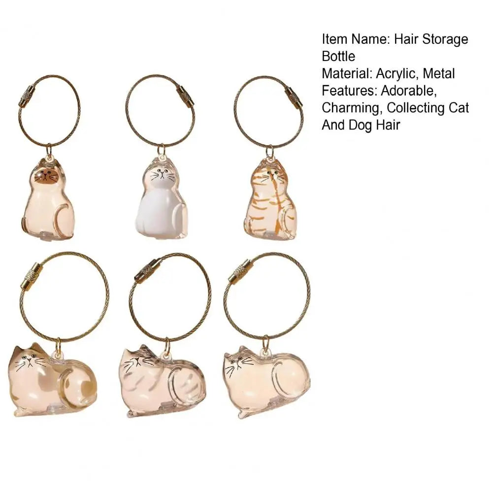 Transparent Pet Fur Keepsake Keychain Cat Hair Storage Bottle Pet Hair Container Pendant for Collecting Hair Pet Memorial Gift
