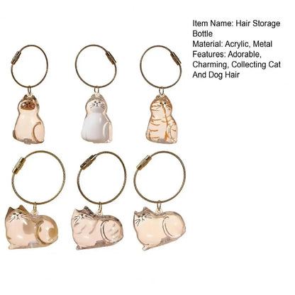 Transparent Pet Fur Keepsake Keychain Cat Hair Storage Bottle Pet Hair Container Pendant for Collecting Hair Pet Memorial Gift