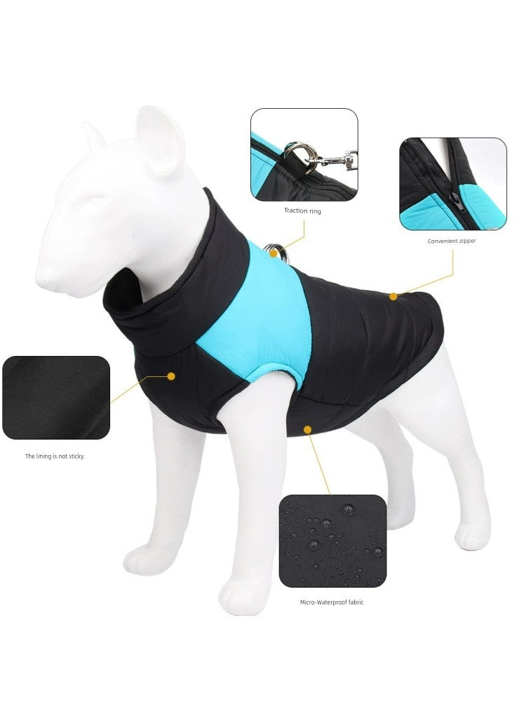 Pet Dog Clothes Large, Medium and Small Dogs Autumn and Winter Clothing Thick Windproof Waterproof Winter Cotton-Padded Coat Vest Hand Holding Rope