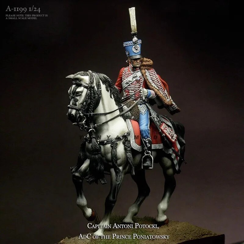 1/18 1/24 Napoleon Ancient Cavalry of Europe Knight Resin Figure Soldier Model (White Model) Ornaments Collection Gifts