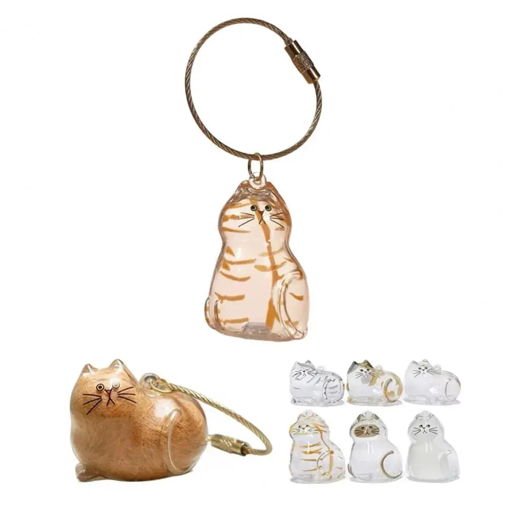 Transparent Pet Fur Keepsake Keychain Cat Hair Storage Bottle Pet Hair Container Pendant for Collecting Hair Pet Memorial Gift