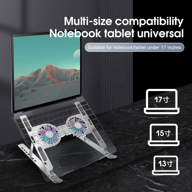 With Cooling Fan Tablet Bracket Folding Holder For Gaming Notebook Tablet Within 17 Inches Portable Accessories Laptop Stand