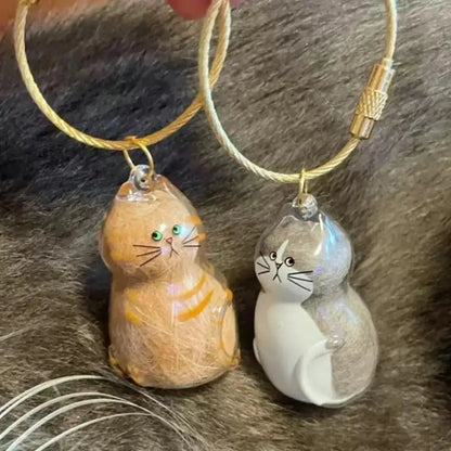 Transparent Pet Fur Keepsake Keychain Cat Hair Storage Bottle Pet Hair Container Pendant for Collecting Hair Pet Memorial Gift
