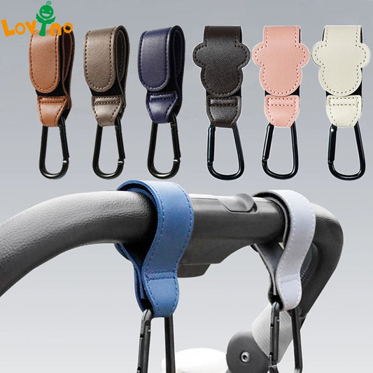 1pcs PU Leather Baby Bag Stroller Hook Rotatable Cart Organizer Pram Hook Pram Rotate 360 Degree Stroller Accessories