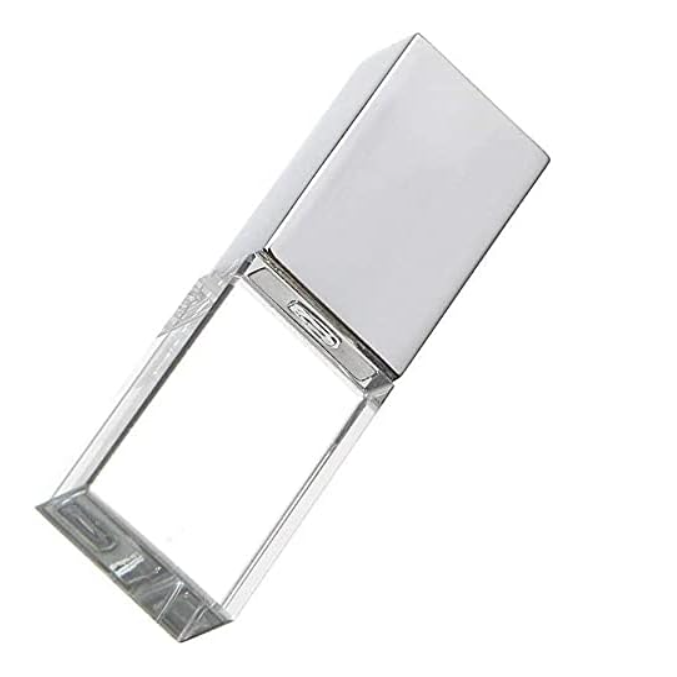 HONGPAS New Crystal Transparent Rectangle Genuine USB Flash Drive 3.0 LED Lighting Memory Stick  Birthday  Wedding Gift Pen Drive,Silver (8GB)