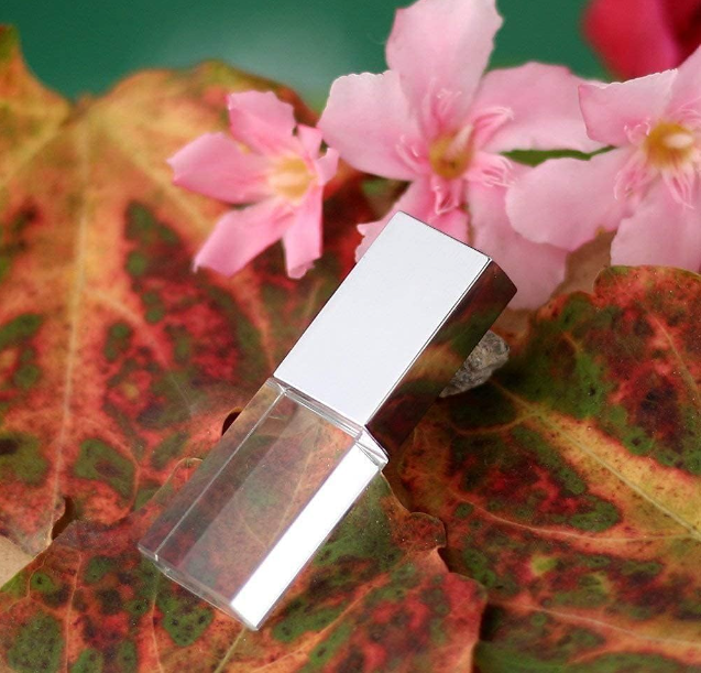 HONGPAS New Crystal Transparent Rectangle Genuine USB Flash Drive 3.0 LED Lighting Memory Stick  Birthday  Wedding Gift Pen Drive,Silver (8GB)