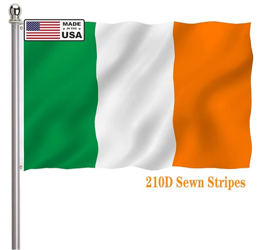 Ireland Irish Flag 3x5 Outdoor Made in USA-Irish National Country Flags Sewn Stripes Vivid Color Heavy Duty Polyester Flags with 2 Brass Grommets
