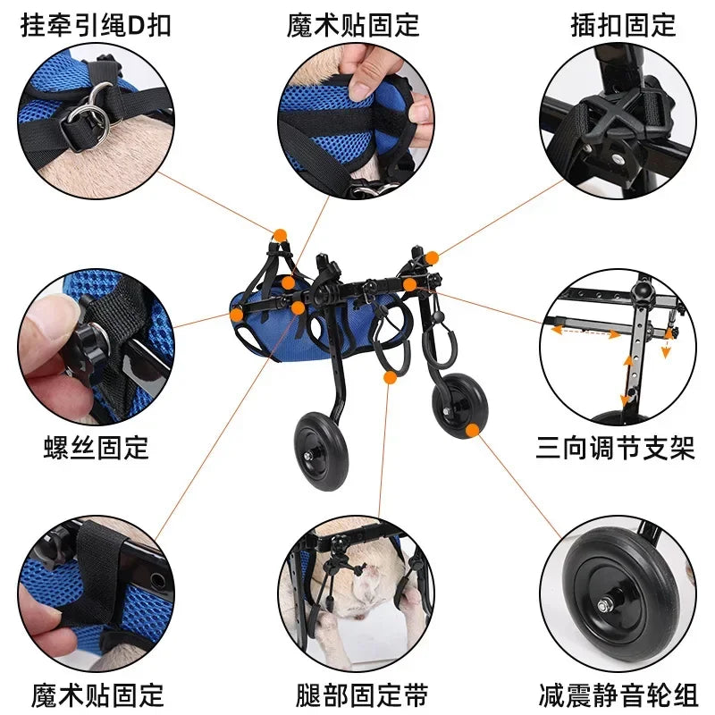 Pet Walk Booster Cat Dog Injured And Weak Rehabilitation Aid Car Dog Wheelchair Disability Adjustable Dog Hind Legs Bracket