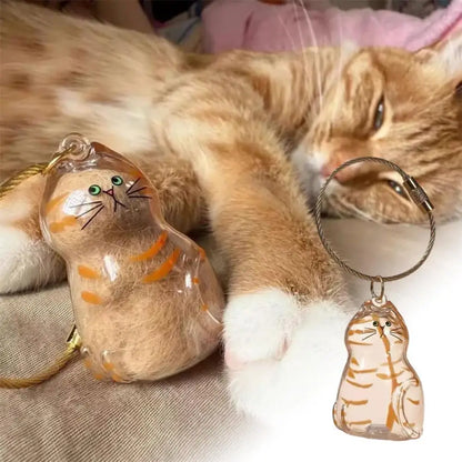 Transparent Pet Fur Keepsake Keychain Cat Hair Storage Bottle Pet Hair Container Pendant for Collecting Hair Pet Memorial Gift
