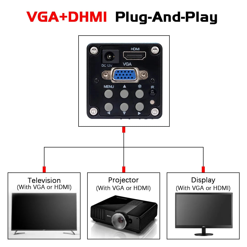 Zoom 150X Full HD Camera VGA/HDMI Port Industrial Microscope Adjustable Metal Arm Stand Bracket For PCB Soldering Phone Repair