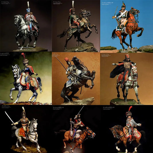 1/18 1/24 Napoleon Ancient Cavalry of Europe Knight Resin Figure Soldier Model (White Model) Ornaments Collection Gifts
