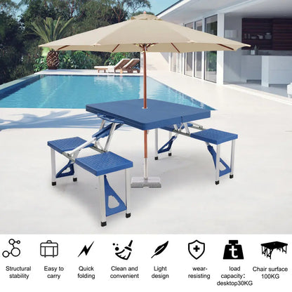 US Spot Siamese Folding Tables and Chairs-Plastic PS Thickening - Image #1