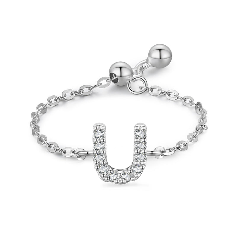 Letter Chain Ring Female Fashion Japanese And Korean Niche Design Love Thin Ring