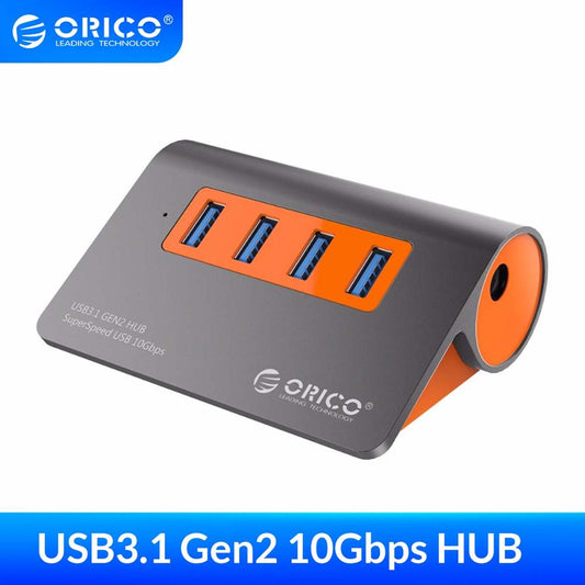 ORICO 4 Port USB3.1 Gen2 HUB USB C Gen2  Aluminum HUB 10Gbps SuperSpeed With 12V Power Adapter For Mac Pro Huawei Samsung