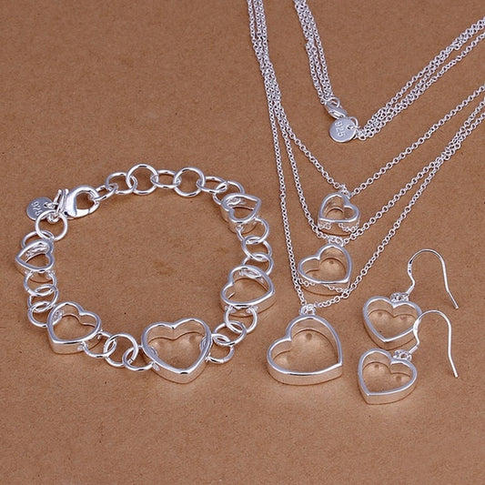 925 sterling Silver some model Valentine&#39;s Day gift necklace bracelet Earrings fashion jewelry sets for For Women Bridal wedding