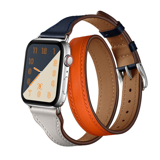 Leather Loop strap For Apple Watch Band 44mm 38mm Iwatch 42mm 40mm Double Tour Wrist Bracelet for apple watch series 6 5 4 3 SE