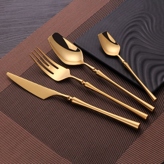 Forks Knives Spoons Dinner Set Cutlery European Wester Kitchen Dinnerware Stainless Steel Home Party Tableware Set Dinnerware