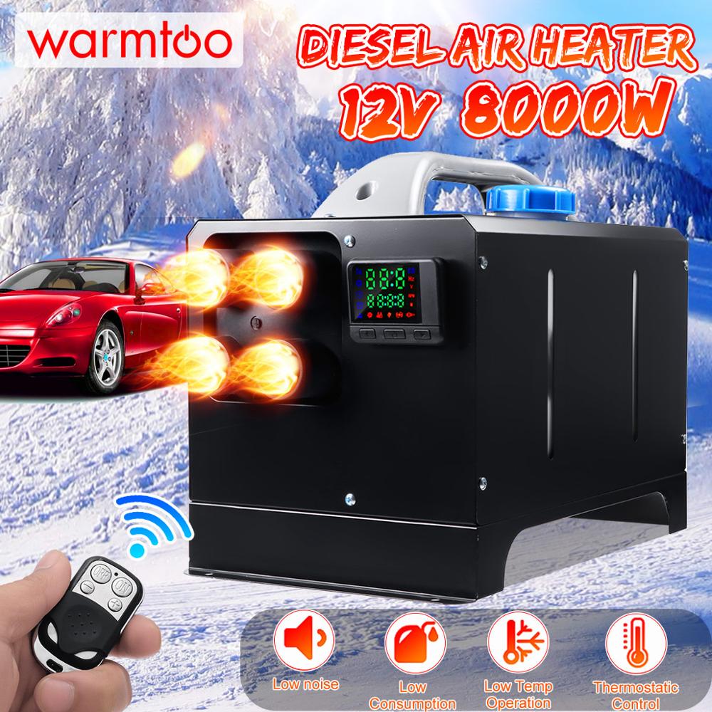 Warmtoo All In One Mini Diesel Air Heater 8KW 12V One Hole Car Heater For Trucks Motor-Homes LCD /Button Remote New Arrival