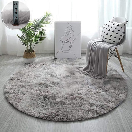 Fluffy Carpet for Living Room Soft Kid Room Round Mat Carpet Anti-slip Floor Mat Home Decor Plush Thick Tie Dyeing Rug Carpet