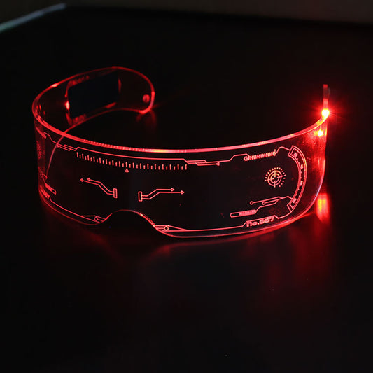 Amazon Source LED Illuminated Tech Glasses Christmas Party Bar Dance Illuminated Acrylic Goggles