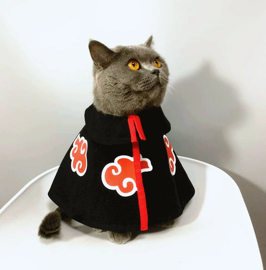 Naruto Organization Cat Red Cloud Cloak Pet Cat Clothes Summer Thin Anti-Hair Loss Cos Ninja Dress-up