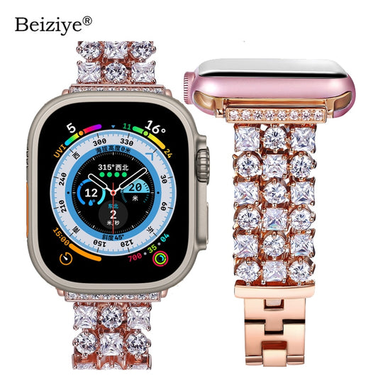 Women Diamond Strap for Apple Watch Ultra 49mm 8 7 45mm 6 SE 5 41mm 40/44mm Luxury Replacement Bracelet for iWatch Band Series