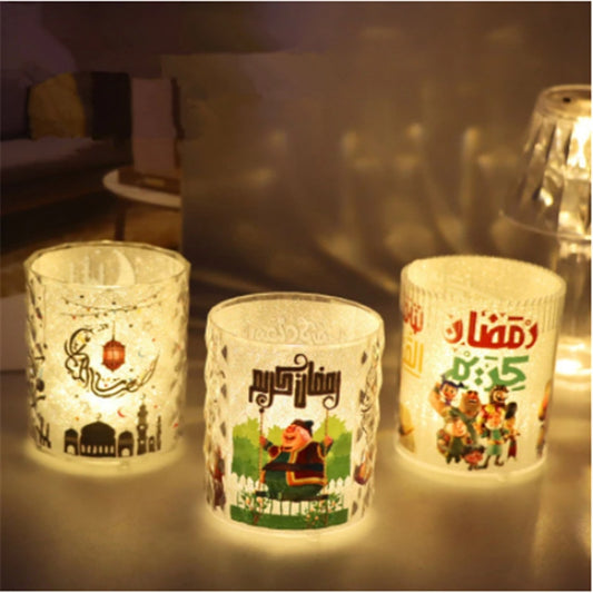 2023 Eid Mubarak Led Candle Lights Ramadan Ornament Lamp Home Party For Home Islamic Muslim Party Night Light Decor Kareem Gift