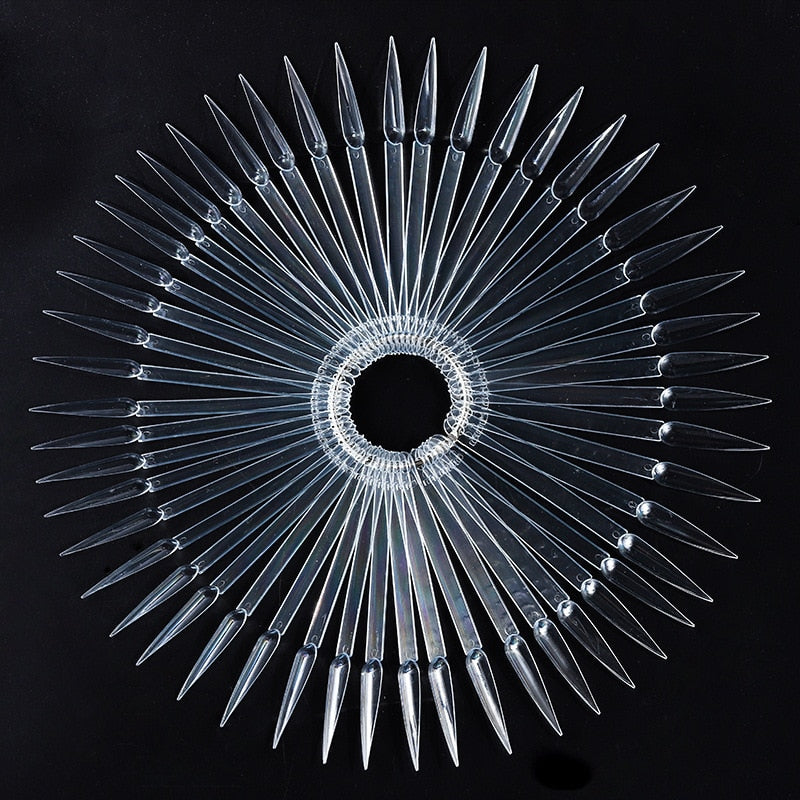 50pcs Sharp Fan Shaped Nail Art False Tips Polish Gel Color Practice Display Showing Card Sticks Manicure Tools