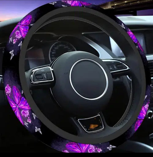 1pc Purple Butterfly Print Car Steering Wheel Cover,
Universal 1 5 Inch Car Steering Wheel Protector Car
Decoration Accessories