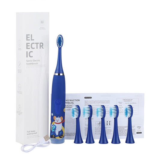 Children&#39;s Electric Ultrasonic Toothbrush Soft Bristled Cartoon 4 Mode IPX6 Waterproof Teeth Prevention Decay Cleaner USB Charge
